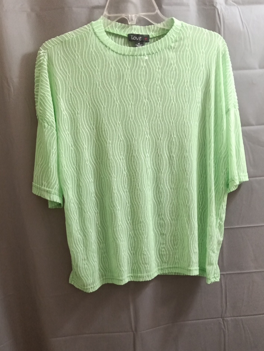 Love Brand Mint Green Textured Short Sleeve Top